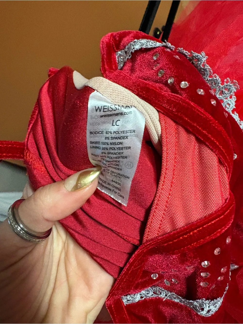 Weissman Red Tulle Sparkle Ballet Costume